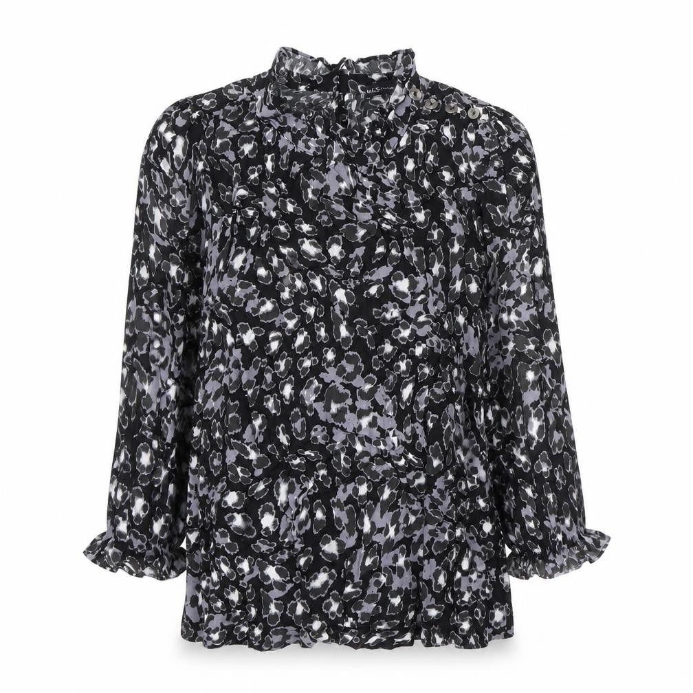 Marks & Spencer Womens Multicoloured Animal Print Viscose Basic Blouse Size 10 Round Neck - Leopard Print