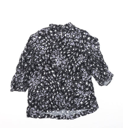 Marks & Spencer Womens Multicoloured Animal Print Viscose Basic Blouse Size 10 Round Neck - Leopard Print