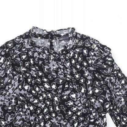 Marks & Spencer Womens Multicoloured Animal Print Viscose Basic Blouse Size 10 Round Neck - Leopard Print