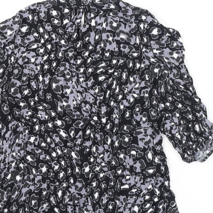 Marks & Spencer Womens Multicoloured Animal Print Viscose Basic Blouse Size 10 Round Neck - Leopard Print