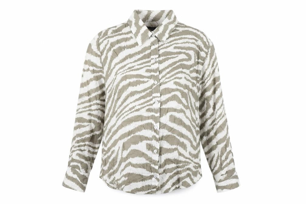Marks & Spencer Womens Brown Animal Print 100% Cotton Basic Button-Up Size 6 Collared - Tiger Print
