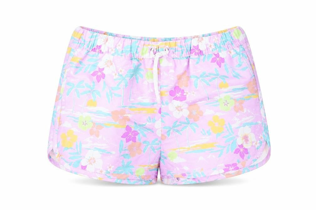 Marks & Spencer Girls Multicoloured Geometric Polyester Bermuda Shorts Size 11-12 Years Regular Drawstring - Swim Shorts, Palm Trees, Flowers
