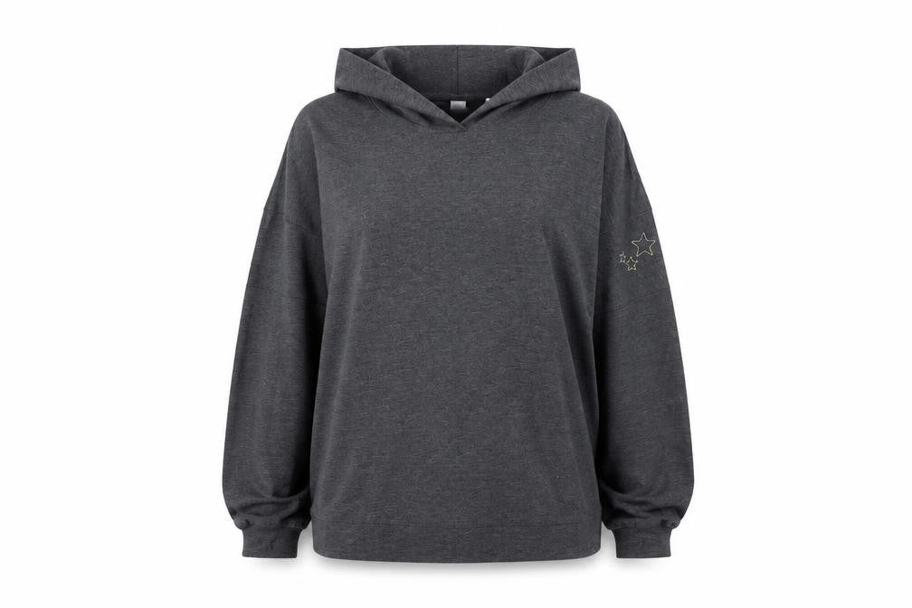 AND/OR Womens Grey Polyester Pullover Hoodie Size 12 Pullover - Embroidery, Stars