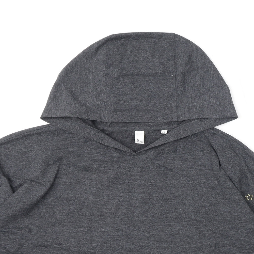 AND/OR Womens Grey Polyester Pullover Hoodie Size 12 Pullover - Embroidery, Stars