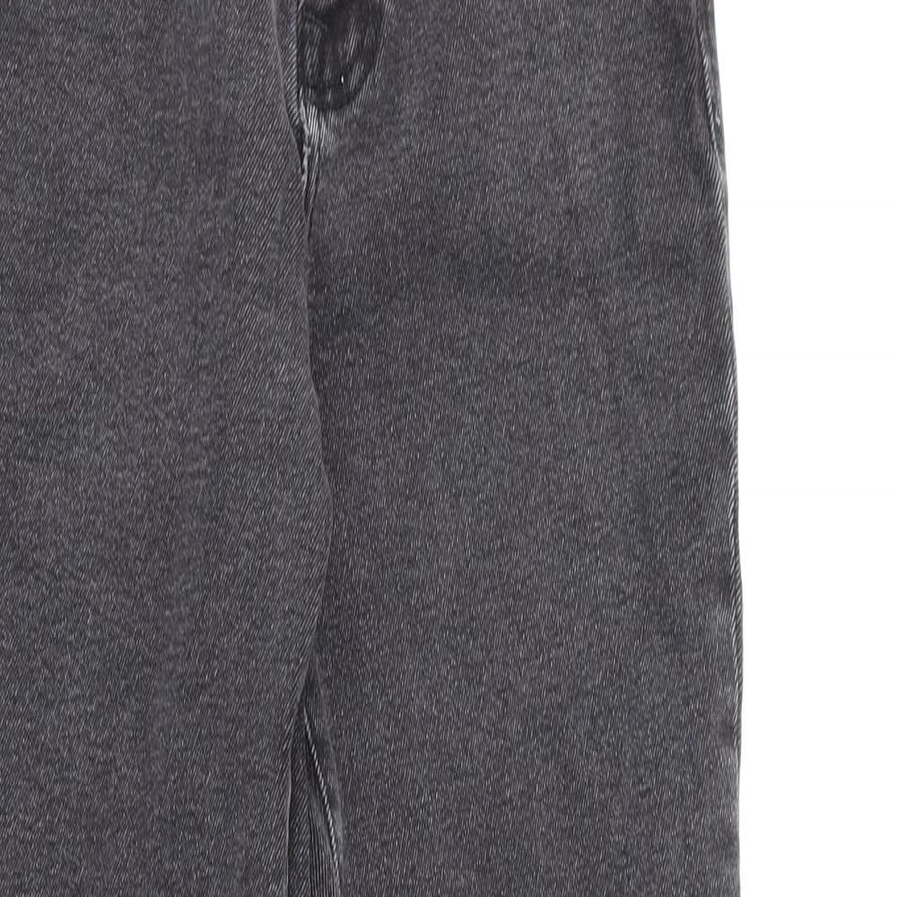 Stradivarius Womens Grey Cotton Straight Jeans Size 8 L25 in Regular Zip