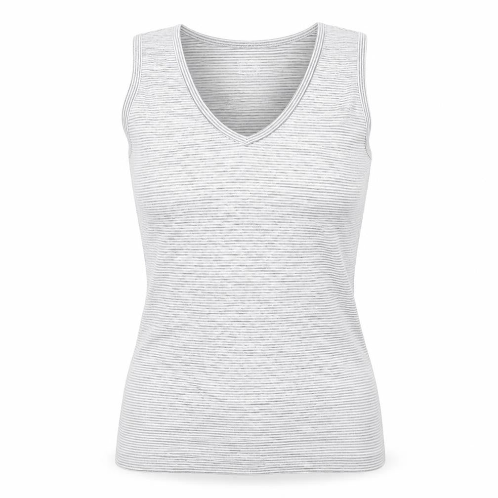 32 Degrees Womens Grey Striped Polyester Basic Tank Size M V-Neck
