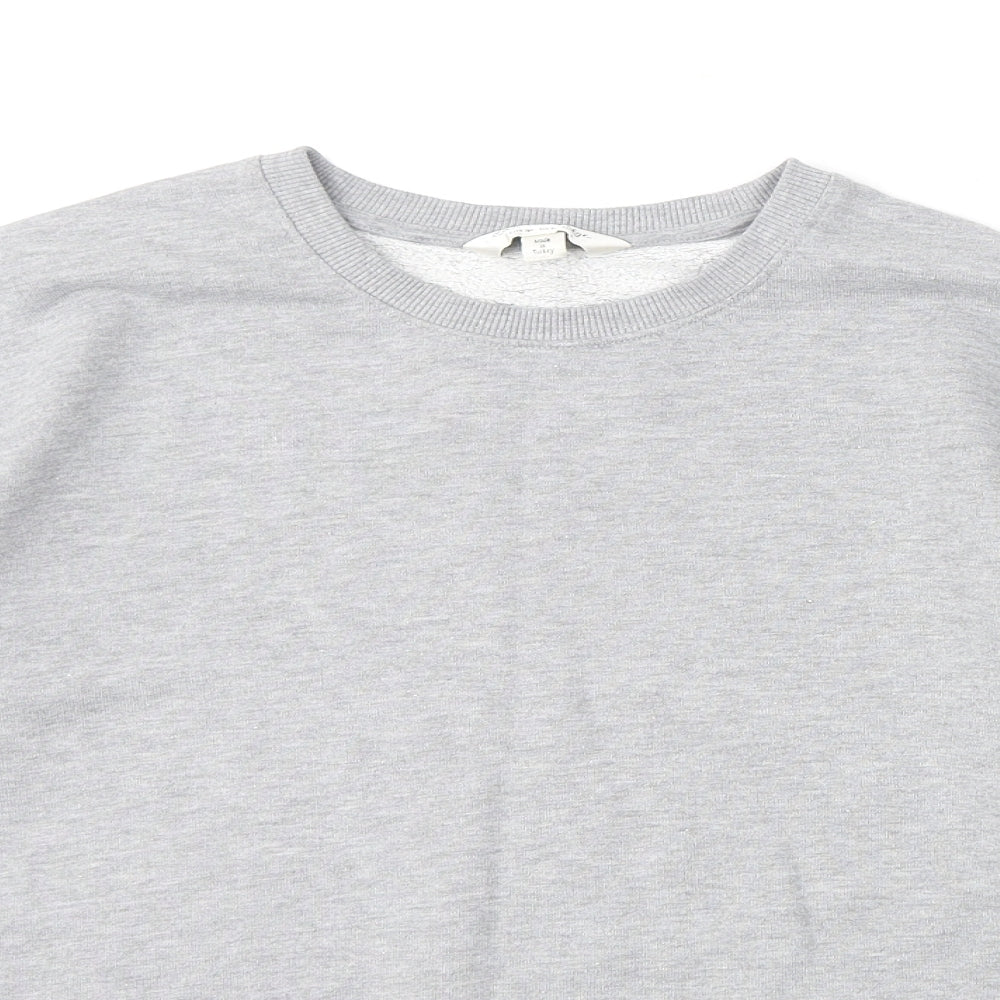 Miss Selfridge Womens Grey Polyester Pullover Sweatshirt Size 10 Pullover - Cropped