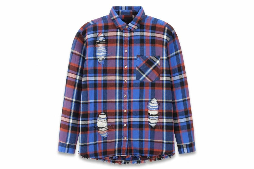 River Island Womens Multicoloured Plaid 100% Cotton Basic Button-Up Size M Collared - Sequins, Distressed Look