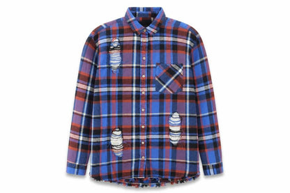 River Island Womens Multicoloured Plaid 100% Cotton Basic Button-Up Size M Collared - Sequins, Distressed Look
