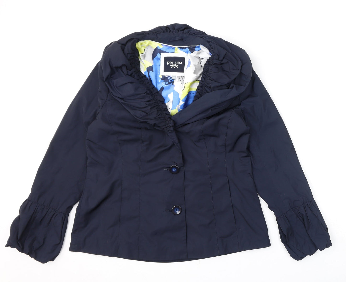 Per Una Womens Blue Jacket Coat Size 16 Button