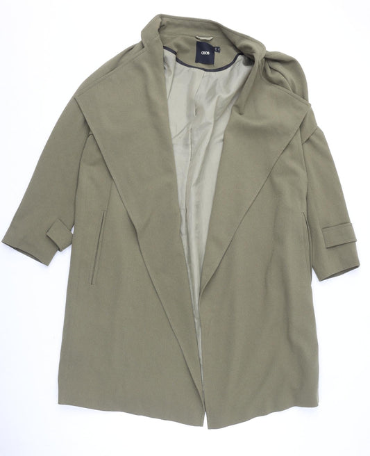 ASOS Womens Green Overcoat Coat Size 8