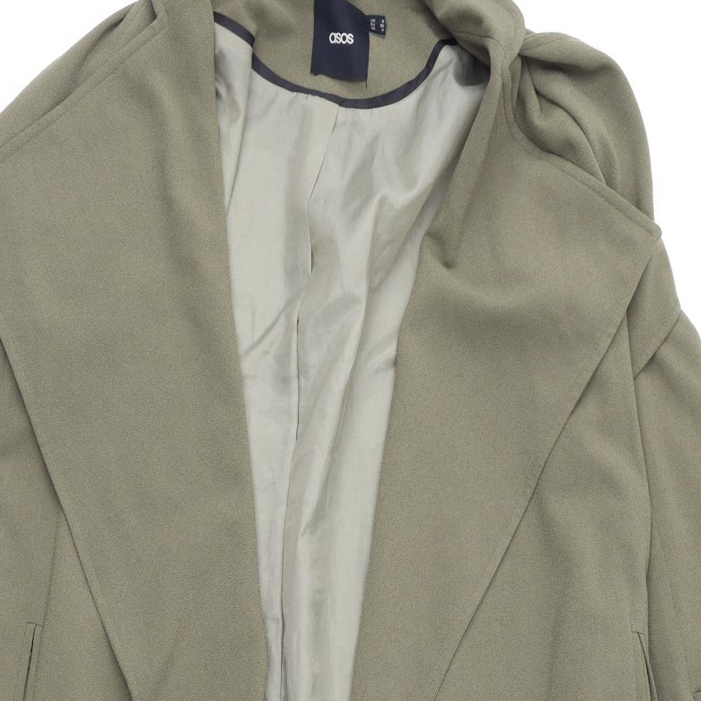 ASOS Womens Green Overcoat Coat Size 8