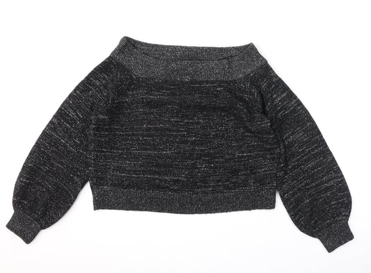 Divided by H&M Womens Black Boat Neck Acrylic Pullover Jumper Size M