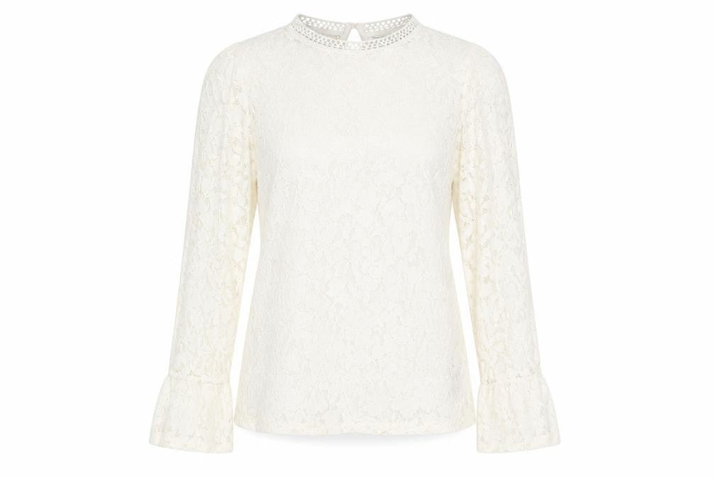 Lipsy Womens Ivory Viscose Basic Blouse Size 16 Mock Neck