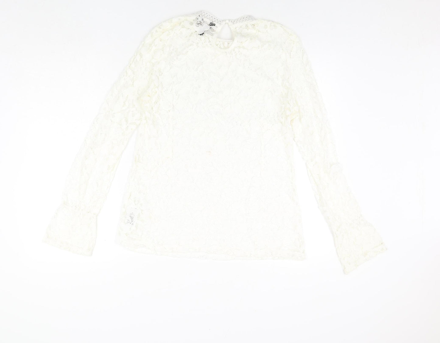Lipsy Womens Ivory Viscose Basic Blouse Size 16 Mock Neck