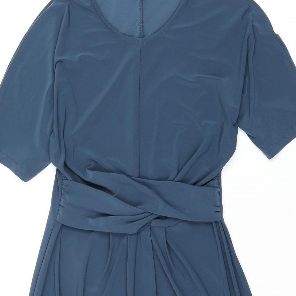 Topshop Womens Blue Polyester A-Line Size 6 Round Neck Pullover - Twist Belt