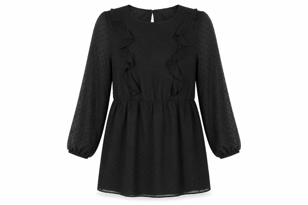 Dorothy Perkins] Womens Black Polka Dot Polyester Shift Size 10 Round Neck Button