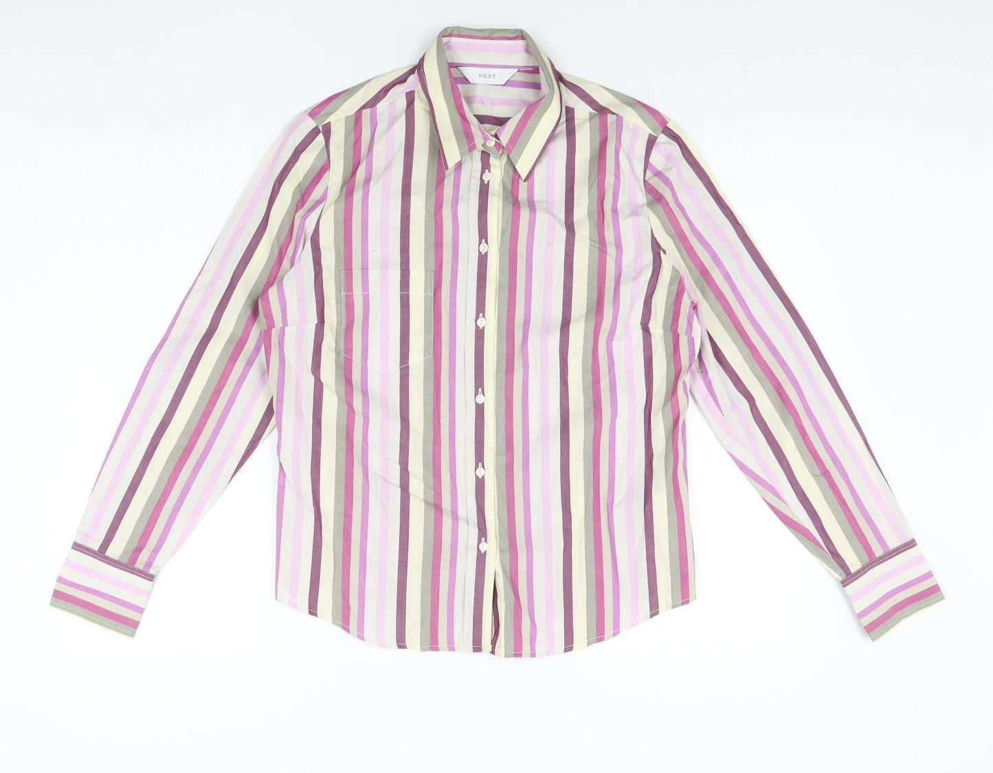 NEXT Mens Multicoloured Striped Cotton Button-Up Size M Collared Button