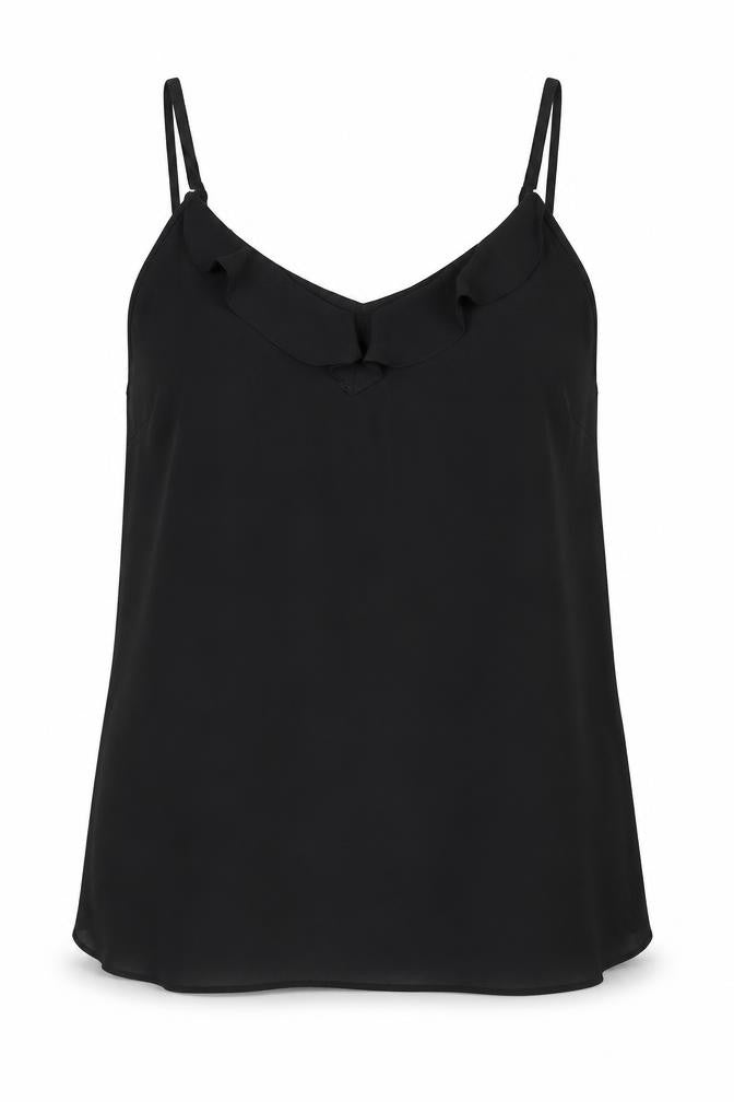 Wallis Womens Black Polyester Basic Blouse Size 12 V-Neck - Frill