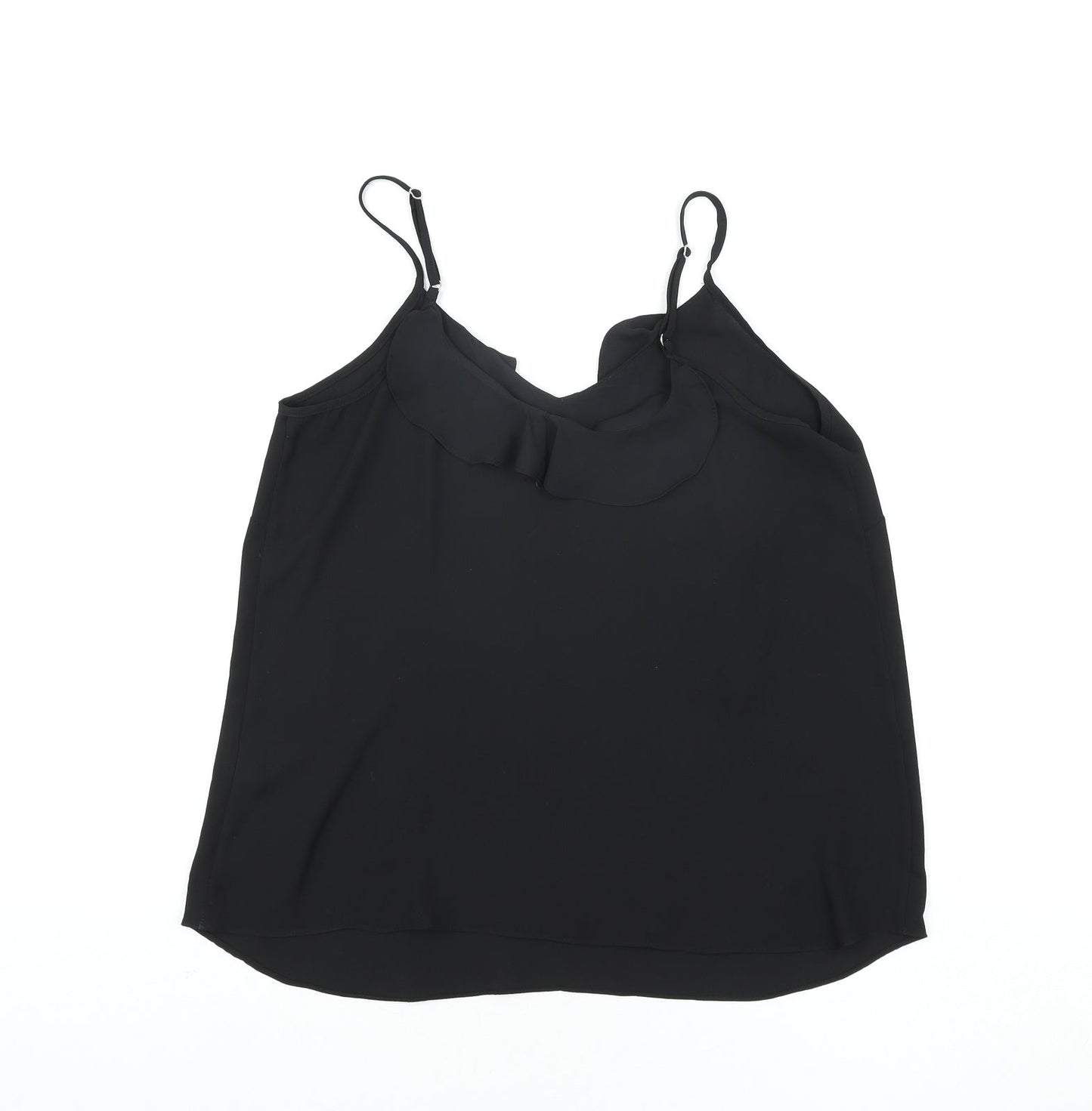 Wallis Womens Black Polyester Basic Blouse Size 12 V-Neck - Frill