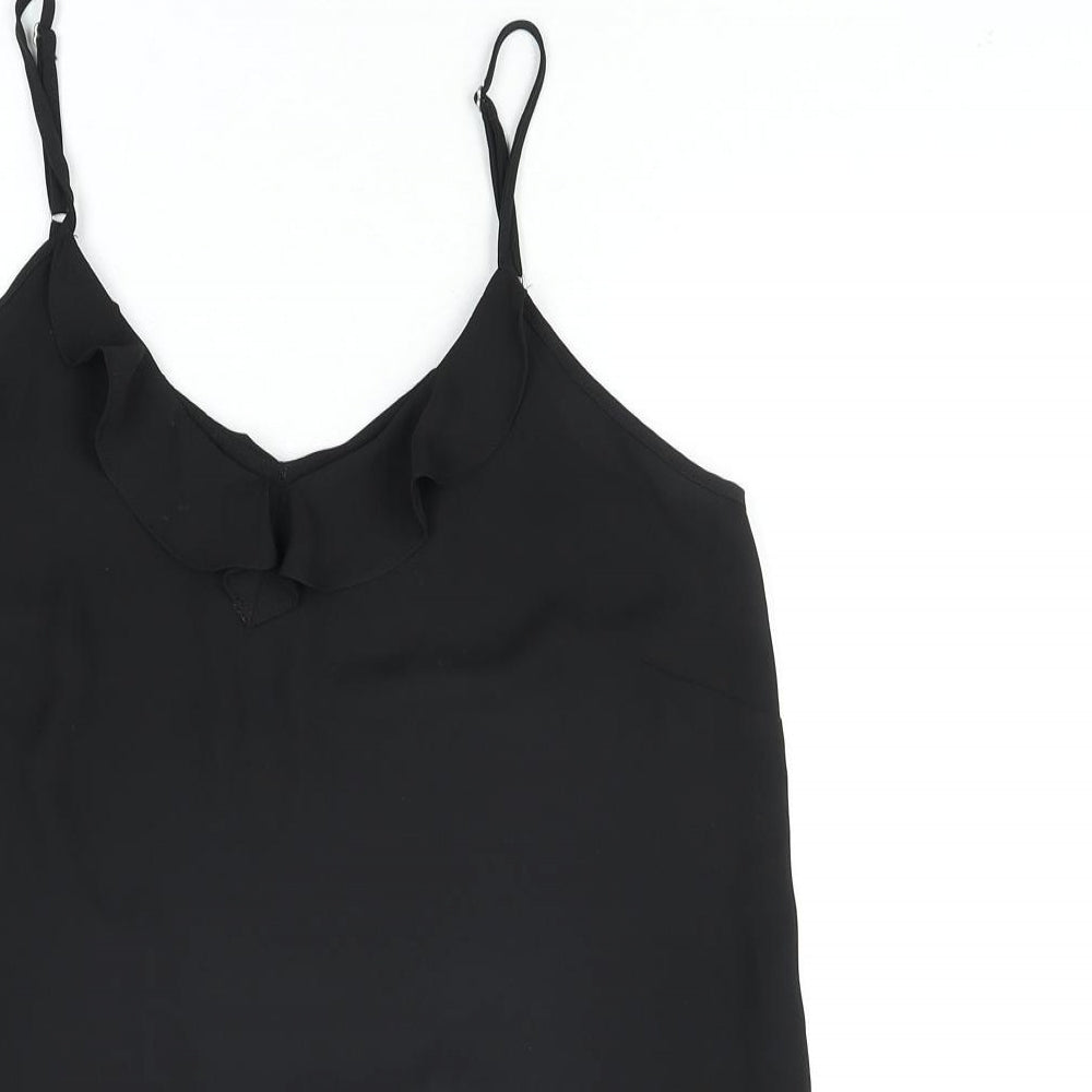 Wallis Womens Black Polyester Basic Blouse Size 12 V-Neck - Frill