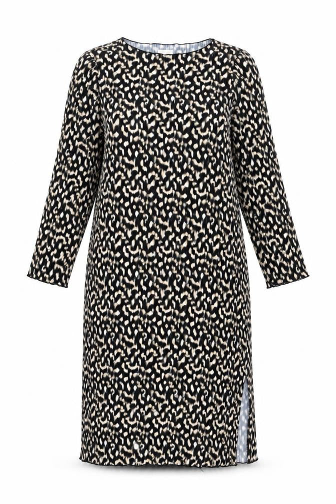 Mamalicious Womens Multicoloured Geometric Polyester Shift Size L Square Neck Pullover - Side Slits Plisse