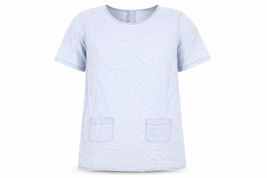 Dorothy Perkins Womens Blue Polka Dot Cotton Shift Size 14 Round Neck Zip