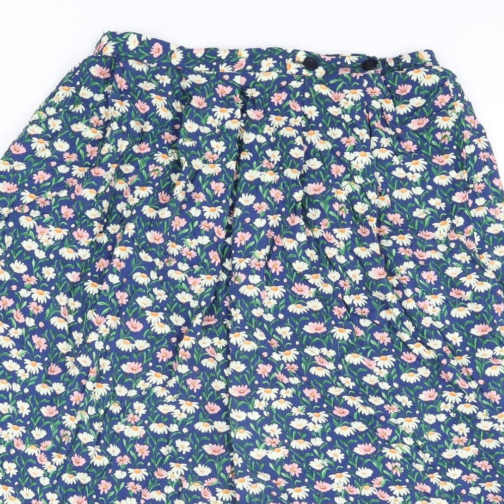 Country Collection Womens Multicoloured Floral Polyester A-Line Skirt Size 14 Button