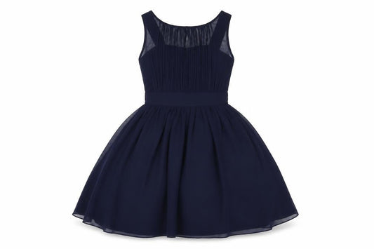 Showcase Womens Blue Polyester Fit & Flare Size 10 Round Neck Pullover - Pleated Bodice