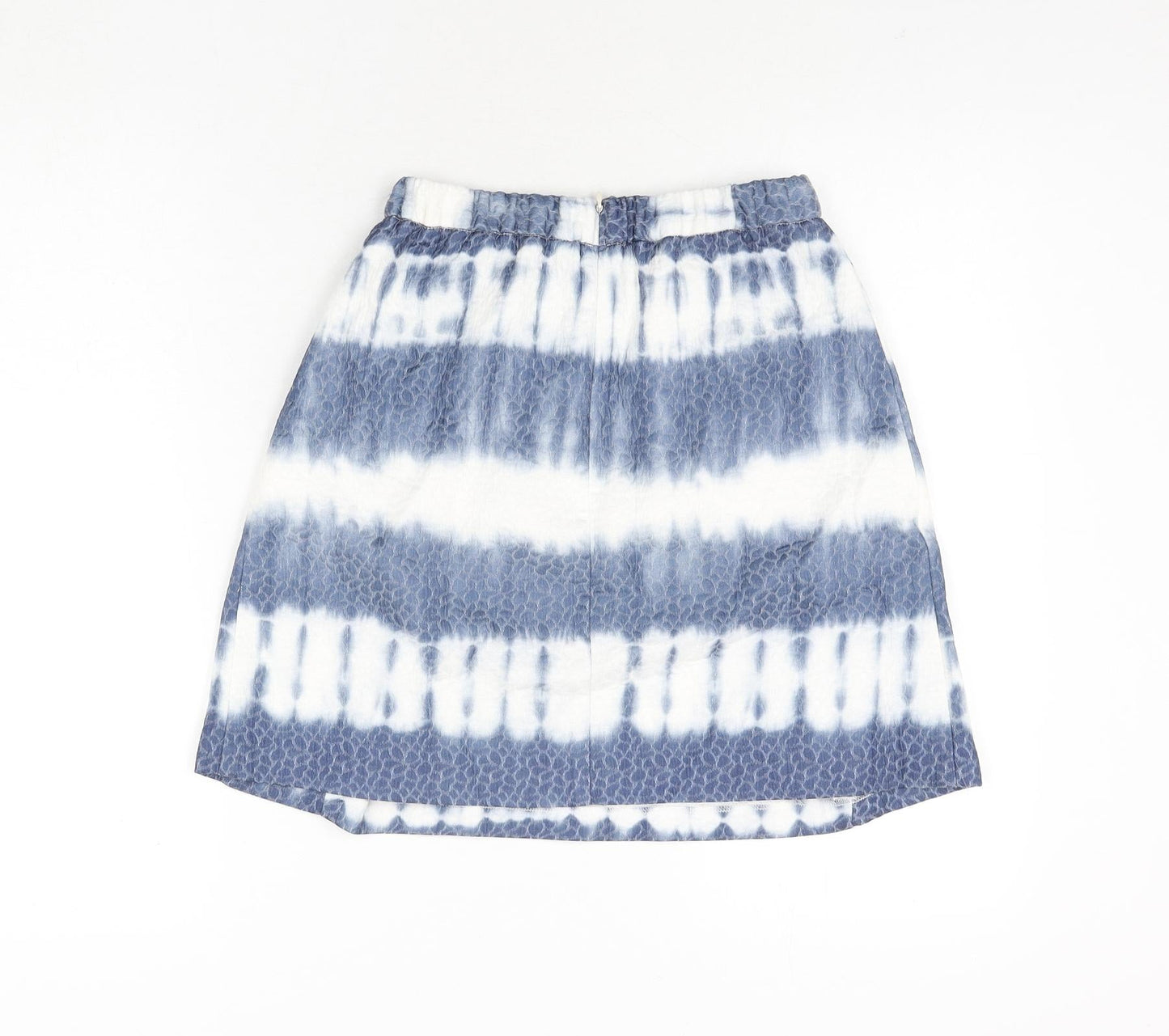 United Colors of Benetton Womens Blue Geometric Cotton A-Line Skirt Size 6 Zip - Tie Dye