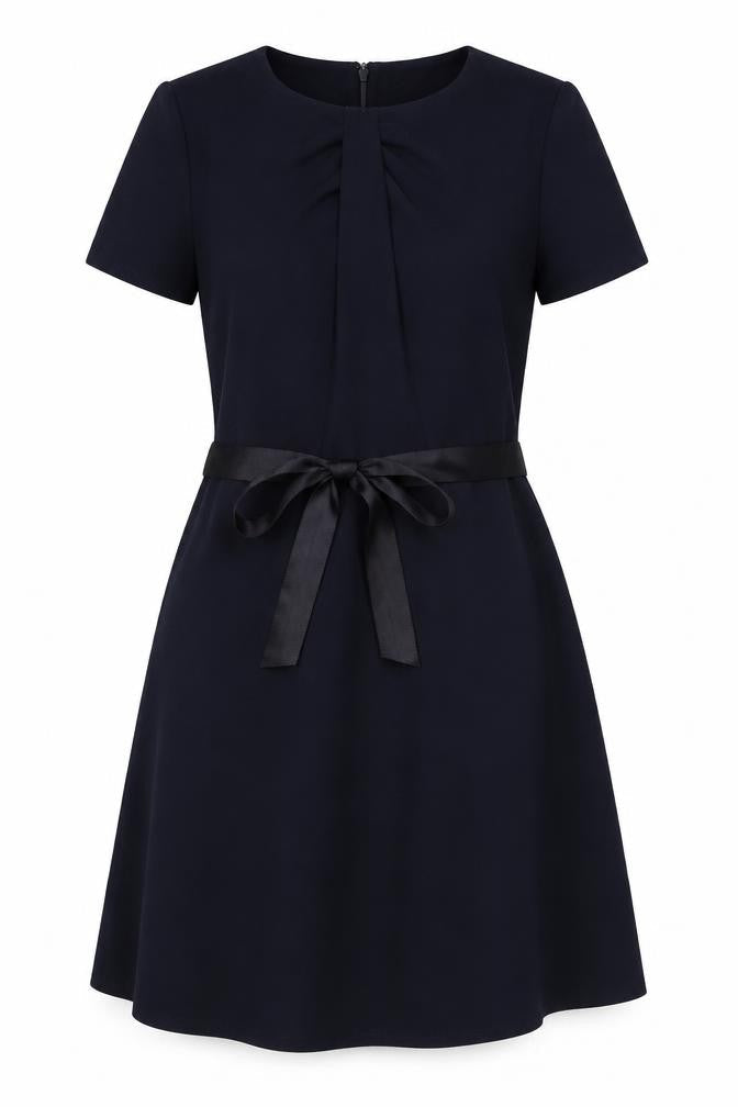 Kaliko Womens Blue Polyester A-Line Size 14 Round Neck Zip - Belted