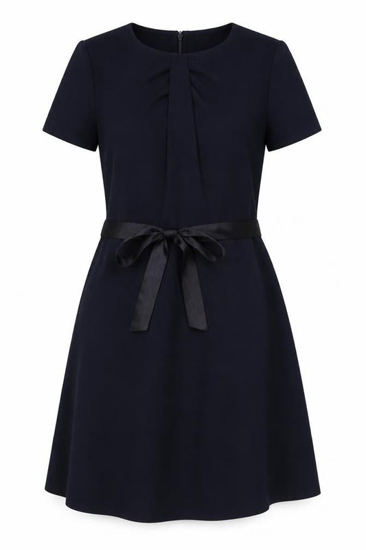 Kaliko Womens Blue Polyester A-Line Size 14 Round Neck Zip - Belted