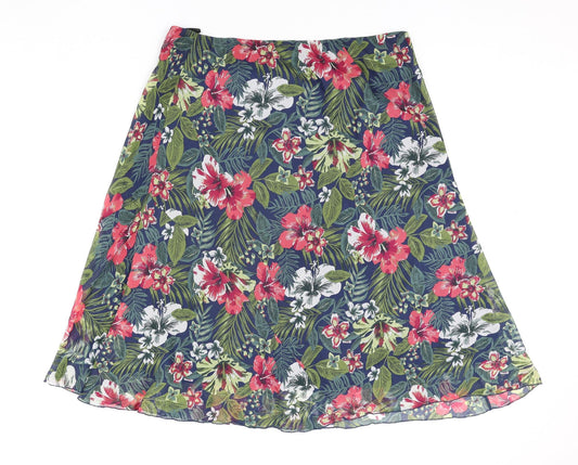 EWM Womens Multicoloured Floral Polyester A-Line Skirt Size 36 in