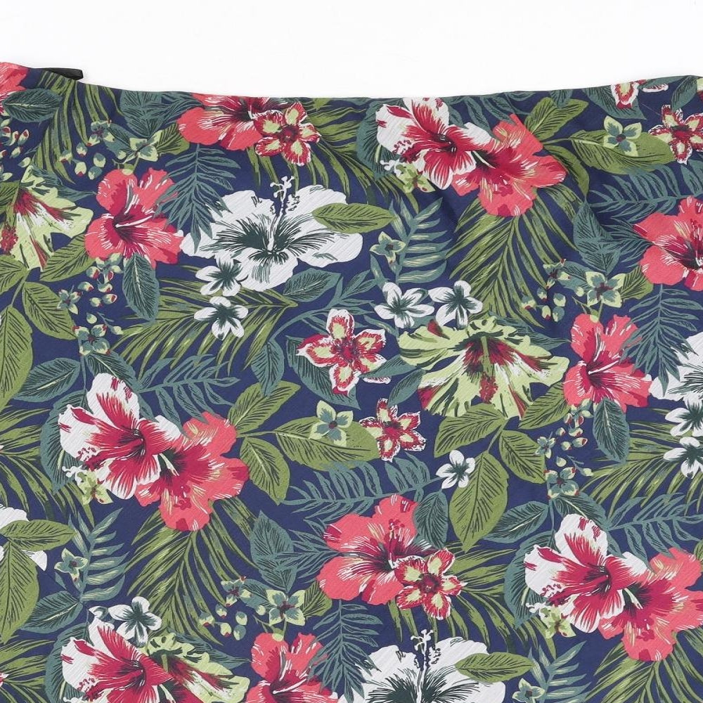 EWM Womens Multicoloured Floral Polyester A-Line Skirt Size 36 in