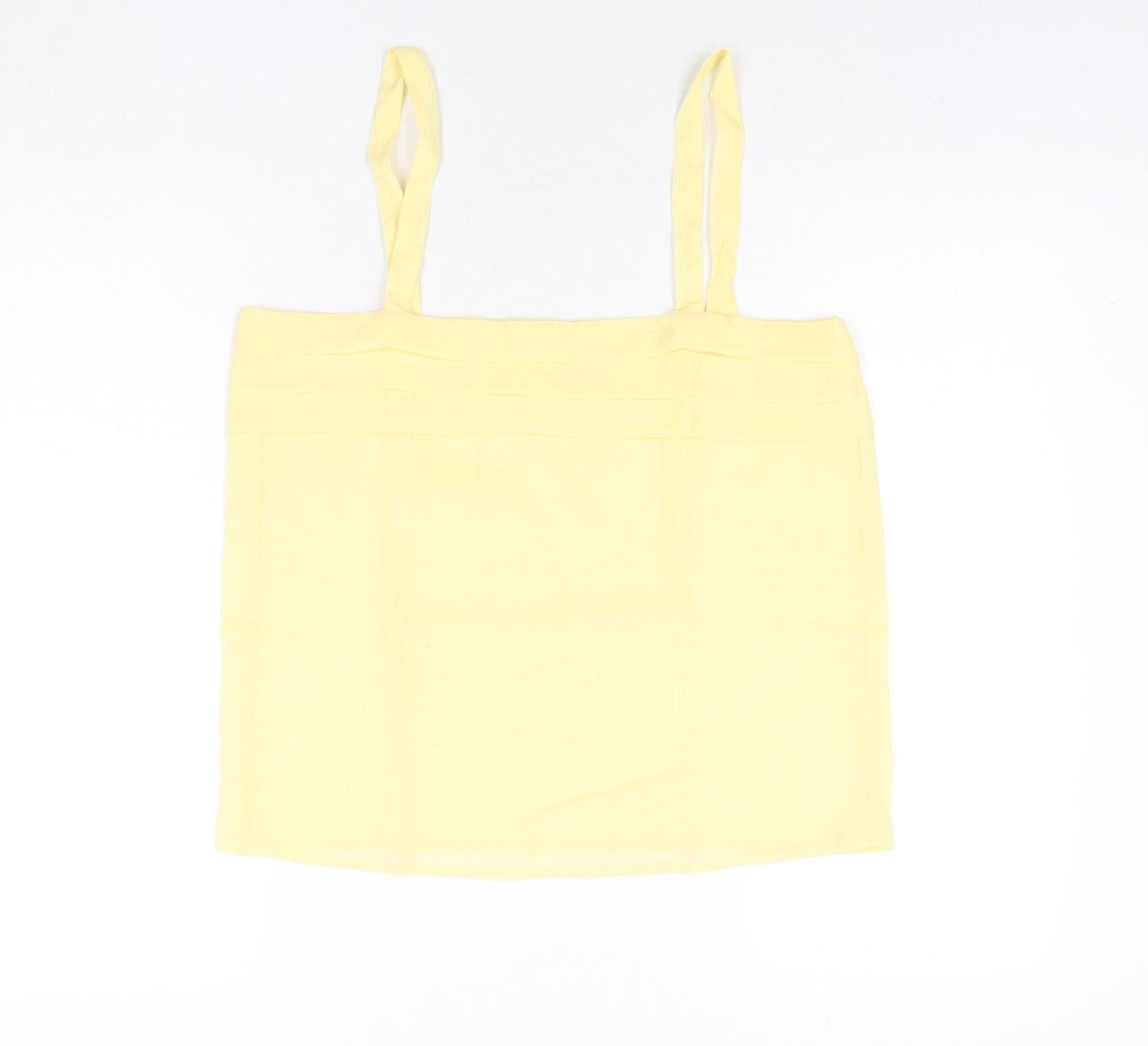 Classic Womens Yellow Polyester Basic Blouse Size 14 Square Neck