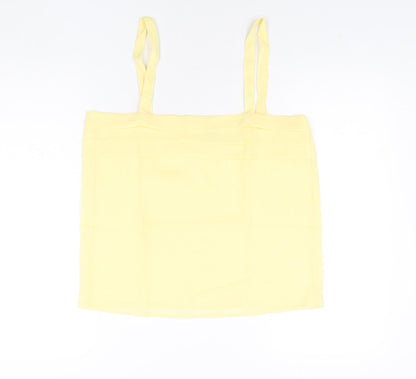 Classics Womens Yellow Polyester Basic Blouse Size 14 Square Neck