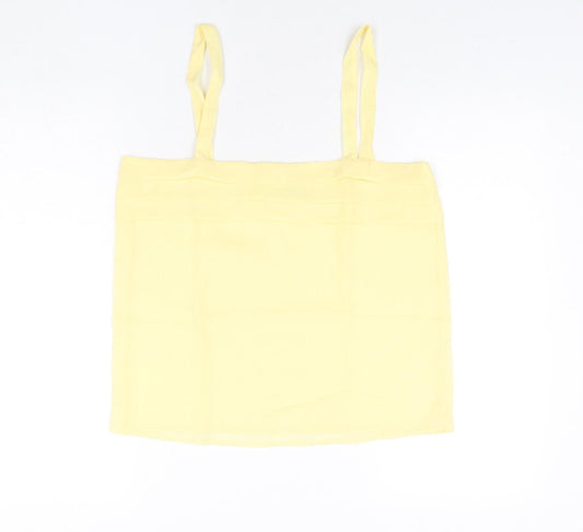 Classic Womens Yellow Polyester Basic Blouse Size 14 Square Neck