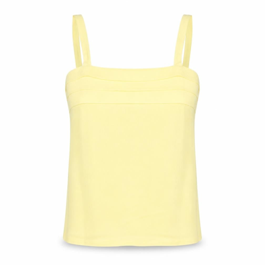 Classic Womens Yellow Polyester Basic Blouse Size 14 Square Neck