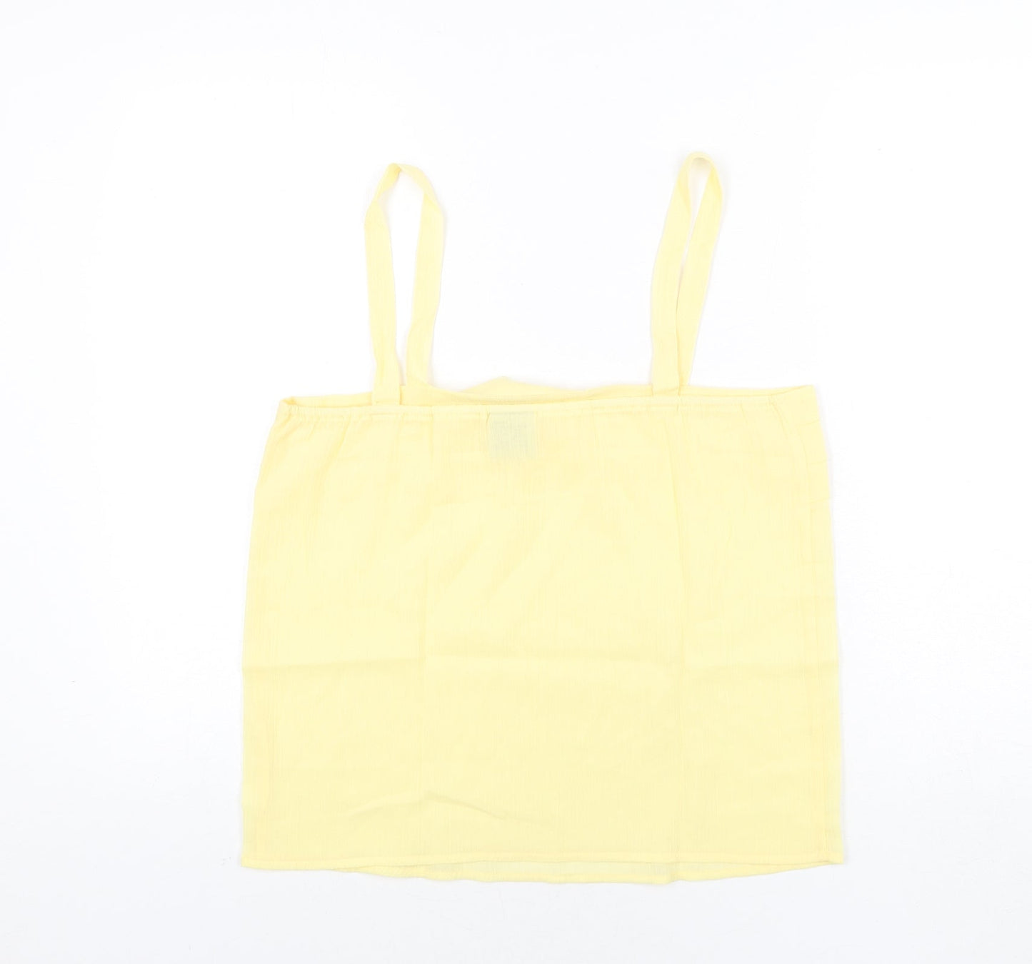 Classic Womens Yellow Polyester Basic Blouse Size 14 Square Neck