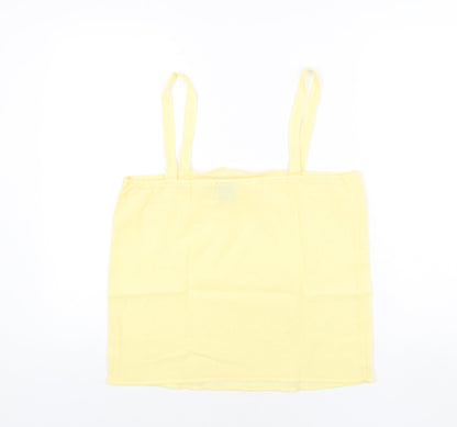 Classics Womens Yellow Polyester Basic Blouse Size 14 Square Neck