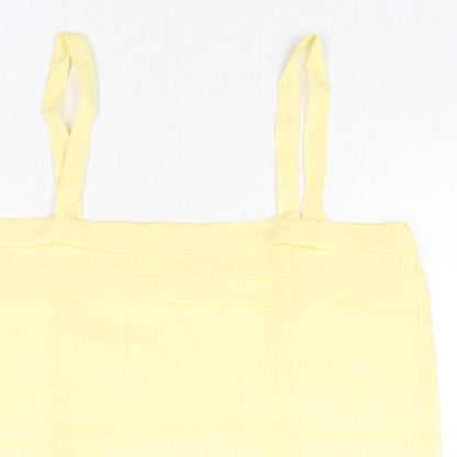 Classics Womens Yellow Polyester Basic Blouse Size 14 Square Neck