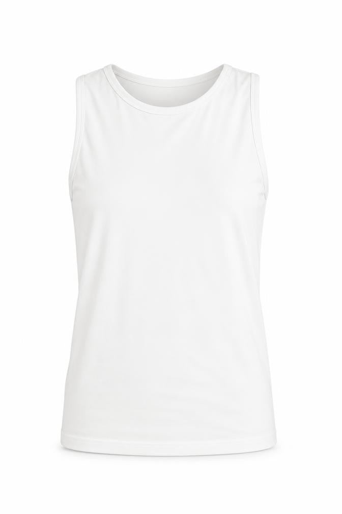 PRETTYLITTLETHING Womens White Polyester Basic Tank Size 6 Round Neck