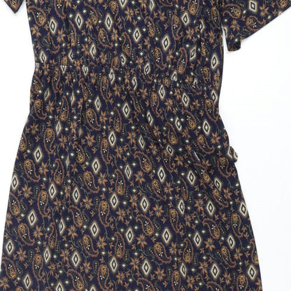 Next Womens Multicoloured Geometric Polyester Sheath Size 10 V-Neck Pullover
