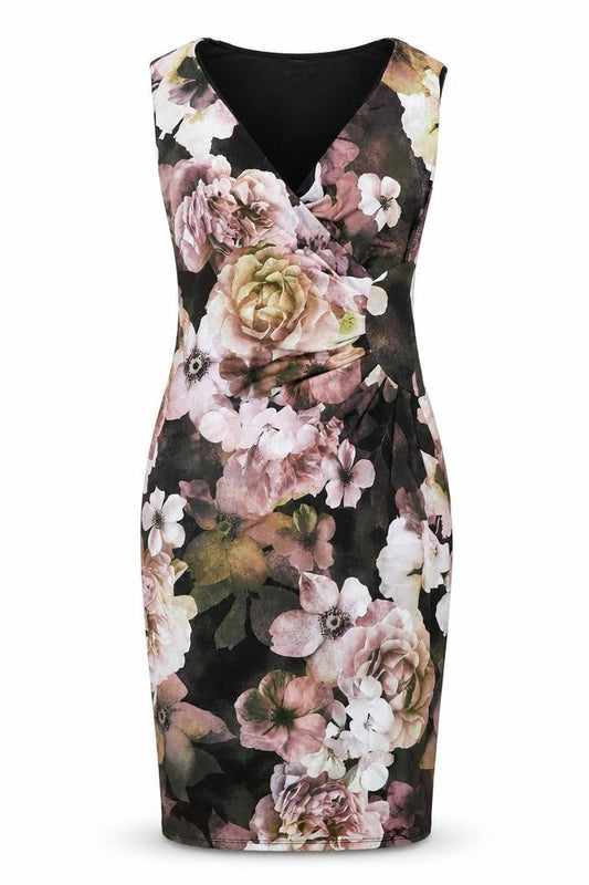 Phase Eight Womens Multicoloured Floral Polyester Pencil Dress Size 12 V-Neck Pullover