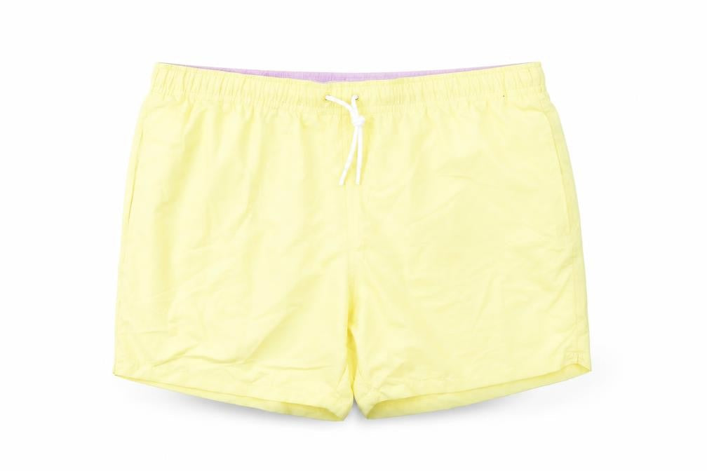 Marks and Spencer Mens Yellow Polyester Sweat Shorts Size 3XL L6 in Regular Drawstring - Elasticated Waist Swim Shorts Pockets