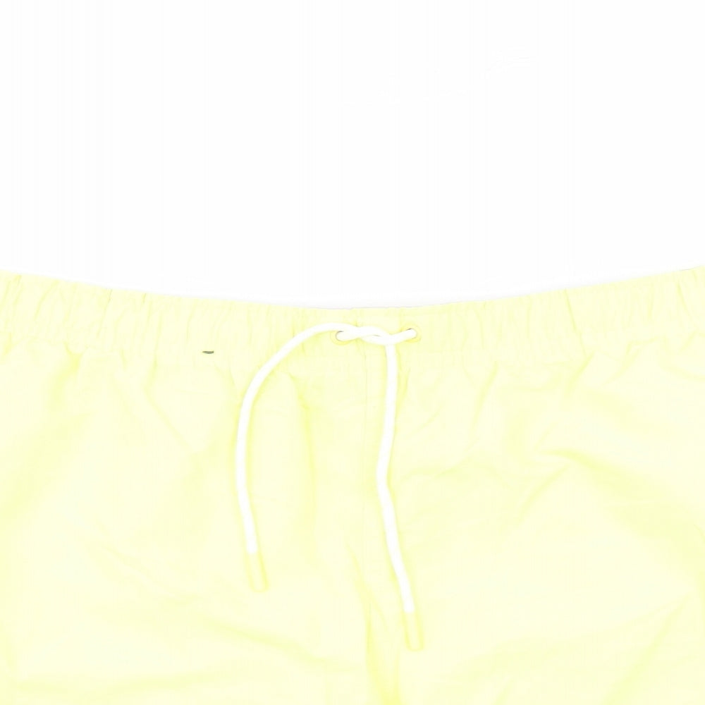 Marks and Spencer Mens Yellow Polyester Sweat Shorts Size 2XL L6 in Regular Drawstring - Elasticated Waist Swim Shorts Pockets