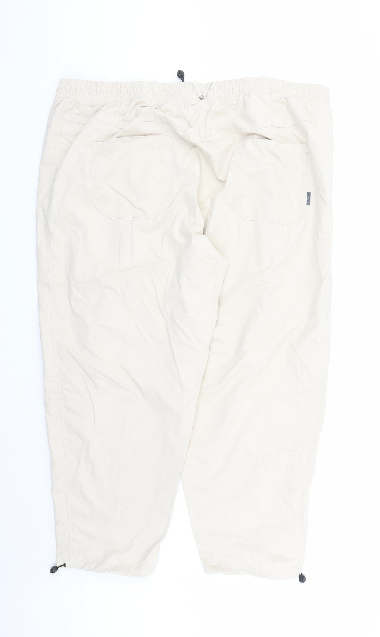 GOODMOVE Womens Beige Polyester Track Pants Trousers Size 24 L26 in Regular Drawstring - Elasticated Waist Pockets