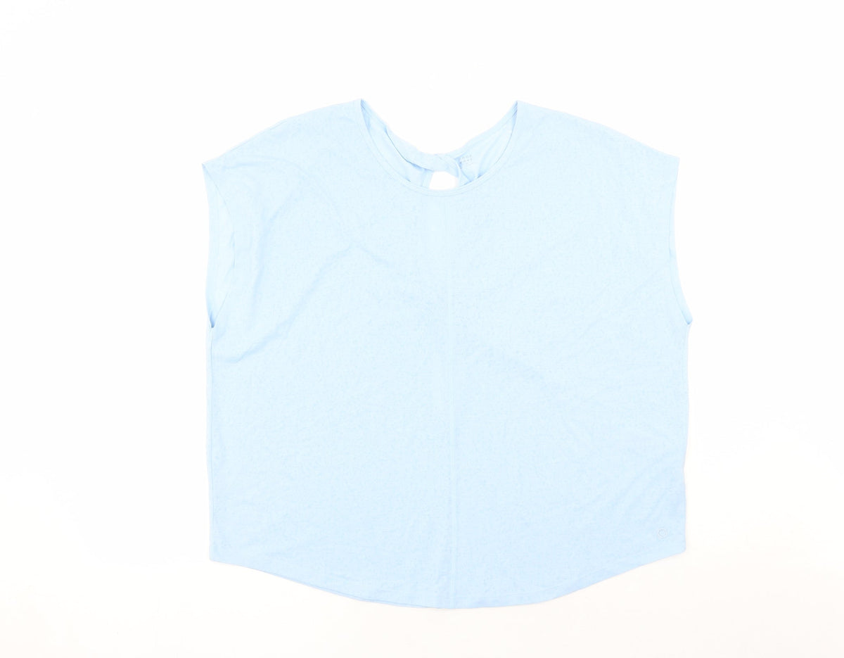 Marks & Spencer Womens Blue Polyester Basic T-Shirt Size 16 Round Neck Pullover
