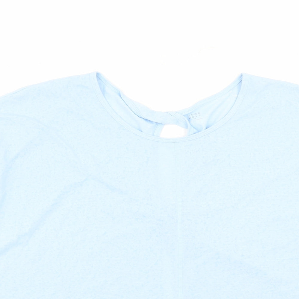 Marks & Spencer Womens Blue Polyester Basic T-Shirt Size 16 Round Neck Pullover
