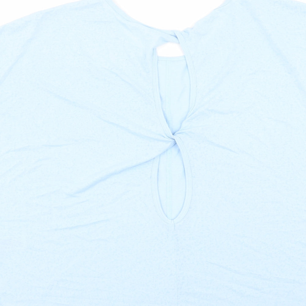 Marks & Spencer Womens Blue Polyester Basic T-Shirt Size 16 Round Neck Pullover